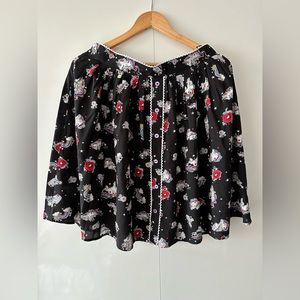 Hell Bunny Black Mini Skirt with Unicorn and Rainbow Print, Size M (UK12), New